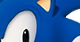 Sonic the Hedgehog, iconic blue character, smiles and points, showcasing his energetic personality in gaming culture.