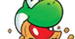 Happy Yoshi enjoying a cookie in "Yoshi's Cookie," showcasing playful character design and joyful expression.