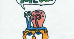 SpongeBob SquarePants and Gary the Snail say "Meow!" in this colorful illustration showcasing friendship and fun.