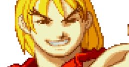 Ken Masters in a dynamic pose, showcasing strength and confidence from X-Men vs. Street Fighter. Iconic pixel art style.