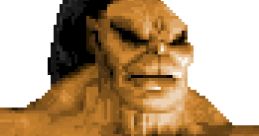 Pixel art depiction of Goro from Mortal Kombat showcasing his muscular physique and iconic hairstyle.