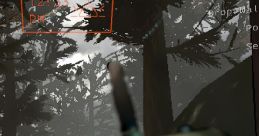 View of a dense forest with a handheld radio displaying time and coordinates, creating an eerie atmosphere in "Lethal Company.