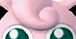 Jigglypuff from Super Smash Bros. Brawl with large expressive eyes, featuring its iconic pink color and playful expression.