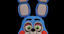 Toy Bonnie from Five Nights at Freddy's, featuring vibrant blue fur, a red bow tie, and expressive green eyes.