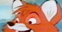 Cheerful Tod from Disney's The Fox and the Hound (1981) smiling amidst a colorful forest backdrop, showcasing his playful nature.