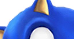 Sonic the Hedgehog smiling, featured in Super Smash Bros. Brawl, showcasing his iconic blue spikes and green eyes.