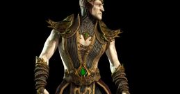 Shinnok, the powerful Netherrealm sorcerer, stands menacingly in intricate armor with green gem accents.