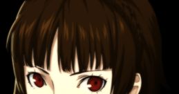 Makoto Nijima from Persona 5, showcasing her striking red eyes and confident expression in English dub style.