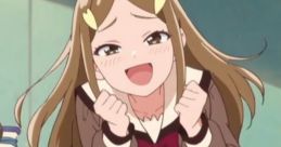 Cheerful girl in a school uniform excitedly expressing joy, embodying themes of friendship in Kitsunezaki (Wonderful Pretty Cure).