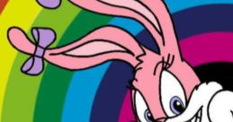 Babs Bunny, vibrant character with colorful background, showcasing her playful personality and iconic style in animation.