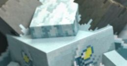 Frostmaw from Mowzie's Mobs in Minecraft, showcasing its icy features and unique blocky design against a dark background.