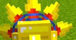 Barako from Mowzie's Mobs in Minecraft, featuring colorful details and a vibrant headdress, resting on green grass.