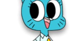 Cheerful Nicole Watterson in a school uniform, embodying fun and playful spirit from the animated series "The Amazing World of Gumball.