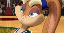 Lola Bunny from Space Jam shows off her personality on the basketball court, showcasing her iconic sporty outfit.