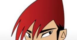 Lee Ping, a confident animated character with stylish red hair and a playful expression, showcases a unique design in animation.