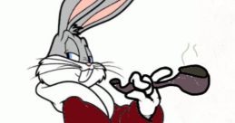 Bradley Bunny, wearing a red robe and pipe, embodies charm and character in a whimsical cartoon style.