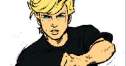 Jonny Quest in a black shirt and blue jeans, showcasing his adventurous spirit from "The Real Adventures of Jonny Quest.