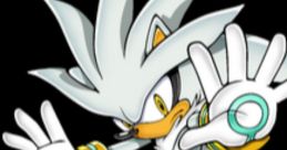 Silver the Hedgehog striking a dynamic pose, showcasing his signature white quills and futuristic blue and gold accessories.