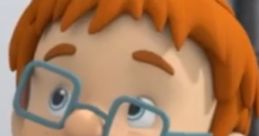 Norman with orange hair and glasses, looking curious, featured in seasons 12-16 of the animated series "Norman.