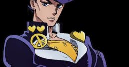 Josuke Higashikata from JoJo's Bizarre Adventure, showcasing his iconic stylish attire and confident pose. Season 1-4 fan favorite.