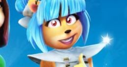 Megumi Bandicoot from CTRNF, showcasing her playful personality with blue hair and a stylish outfit.