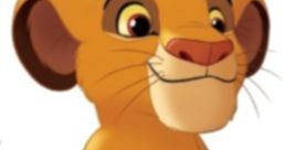 Young Simba from The Lion King (1994) showcasing his playful expression and vibrant colors. A beloved Disney character.