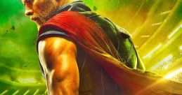 Thor from Marvel's "Thor: Ragnarok" stands ready for battle, showcasing his strength and iconic style.