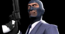 Team Fortress 2 Spy character in a sharp suit, holding a pistol, exuding stealth and confidence with a cigar.