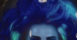 Madame Leota appears in a crystal ball, featuring vibrant blue hair and mystical glowing effects, exuding psychic energy.