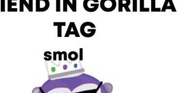 Trolling a friend in Gorilla Tag with a funny purple monkey character, sunglasses, and a laughing emoji. Fun gameplay moment!