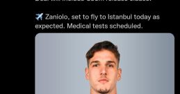 Zaniolo in Galatasaray jersey, set for Istanbul flight and medical tests. Fabrizio Romano confirms details of the transfer.