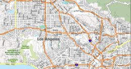 Detailed map of Los Angeles showing major roads, neighborhoods, and landmarks along the Pacific Ocean coastline.