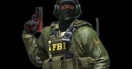 FBI agent in tactical gear holding a pistol, ready for action in a Counter-Strike environment.