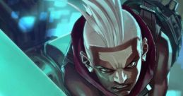 Ekko, the time-manipulating champion, wields a glowing sword in an intense action pose, showcasing his fierce determination.