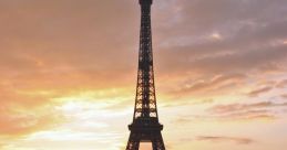 Eiffel Tower at sunset, reflecting in a pond, showcasing the charm of Paris during the enchanting Nuit moments.