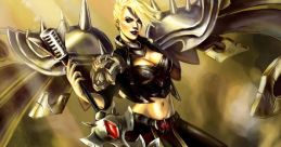 Pentakill character in a fierce pose wielding a sword, showcasing metallic armor and a powerful visual presence.