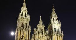 Santiago de Compostela's stunning cathedral illuminated at night, showcasing its intricate architecture and historic beauty.