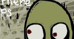 Salad Fingers' eerie character with large eyes and unsettling smile in a surreal, textured background.