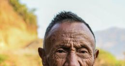 Elderly Paysan with a weathered face and cane, showcasing rural life and rich traditions in a natural landscape.