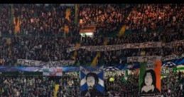 Celtic FC fans display banners and unleash songs, showcasing passionate support during a vibrant match atmosphere.