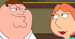 Peter Griffin and Lois Griffin share a moment at a restaurant table, showcasing their iconic animated relationship.