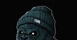 Stylized gorilla head with fierce expression, wearing a beanie, inspired by the vibe of Gorilla Tag.