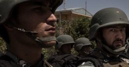 Soldiers in tactical gear stand at attention, showcasing a disciplined military presence, reminiscent of "Army of Darkness.