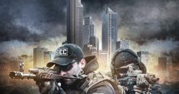 Two armed soldiers in tactical gear prepare for action in a dystopian city, showcasing the intensity of Escape from Tarkov.