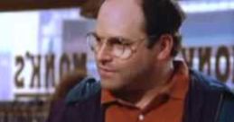 George Costanza in casual attire, looking skeptical in a diner setting, embodying his classic neurotic personality.