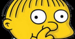 Ralph Wiggum with a playful expression, finger on mouth, showcasing his signature innocence and quirky charm from *The Simpsons*.