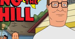 Hank Hill stands in his Texas yard surrounded by friends and family, capturing the essence of "King of the Hill.