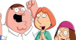 Peter, Lois, Stewie, Brian, Meg, and Chris celebrate together, showcasing the humorous essence of *The Family Guy* series.