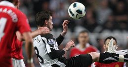 Newcastle United FC player in action, showcasing skill in a match, highlighting iconic football club songs and moments.