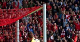 Goal celebration at a football match, fans roaring, showcasing the passion of Rangers FC Football Club songs and spirit.